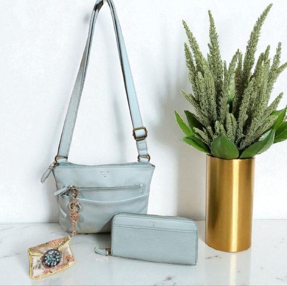 Fossil MINT GREEN Crossbody Bag & Matching Wallet Set CLEAN!! - Picture 16 of 16